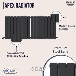 Radiator Horizontal Double Column Flat Panel Designer Anthracite 600x1368mm