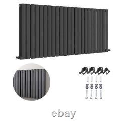 Radiator Horizontal Double Panel Oval Column Designer Heating Grey 600 x 1440mm