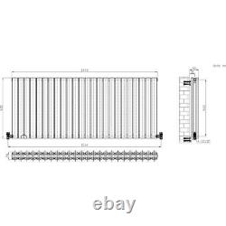 Radiator Horizontal Double Panel Oval Column Designer Heating Grey 600 x 1440mm