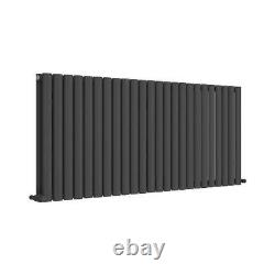 Radiator Horizontal Double Panel Oval Column Designer Heating Grey 600 x 1440mm