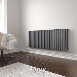 Radiator Horizontal Double Panel Oval Column Designer Heating Grey 600 x 1440mm