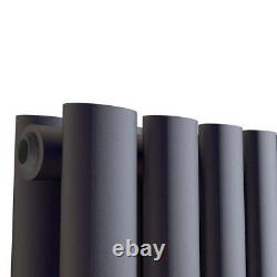 Radiator Horizontal Double Panel Oval Column Designer Heating Grey 600 x 1440mm