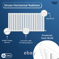 Radiator Horizontal Single Panel Oval Columns Modern Matt White 600x1200mm