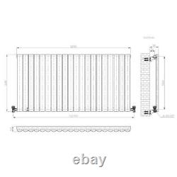 Radiator Horizontal Single Panel Oval Columns Modern Matt White 600x1200mm