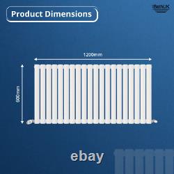 Radiator Horizontal Single Panel Oval Columns Modern Matt White 600x1200mm