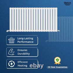 Radiator Horizontal Single Panel Oval Columns Modern Matt White 600x1200mm