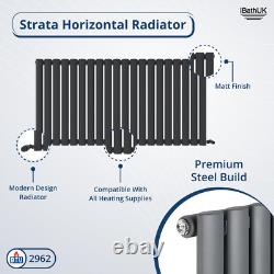 Radiator Single Panel Horizontal Oval Panel Anthracite Grey Valve 600x1200mm