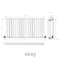 Radiator Single Panel Horizontal Oval Panel Anthracite Grey Valve 600x1200mm