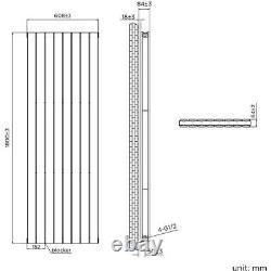 Radiator Vertical Double Single Panel Flat Designer Central Heating White Grey