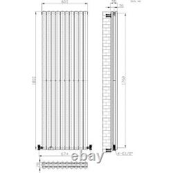 Radiator Vertical Oval Column Double Panel Designer Heater Grey 1800 x 600mm