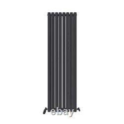 Radiator Vertical Oval Double Panel Designer Central Heating Grey 1600 x 480mm