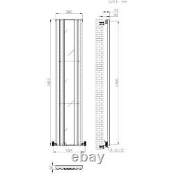 Radiator Vertical Single Panel Mirror Heating Anthracite Grey 1800 x 385mm