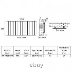 Reina Flat Double Designer Horizontal Radiator 600mm H x 1254mm W White