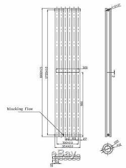 Silver Vertical Designer Radiator Double Panel 1800mm Central Heating Radiators
