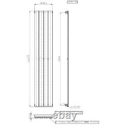 Single Panel Chrome Vertical Living Room Radiator 1600mm BUN/BeBa 25342/77445