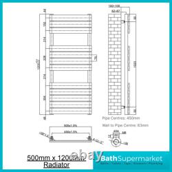 Straight Flat Panel Bathroom Radiator 500mm Wide High BTU heated Ladder rail 500