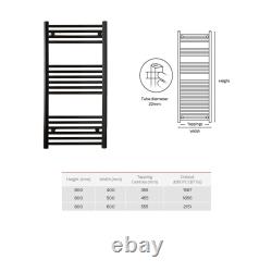 Straight Matt Black Heated Towel Rail Ladder Bathroom Radiator Rad with Valves