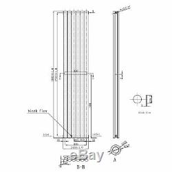 Tall Vertical Double Oval Column Tube Panel Radiator 1800 x 360 Central Heating