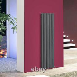 Tall Vertical Oval Panel Designer Double Column Radiator 1800x472mm Anthracite