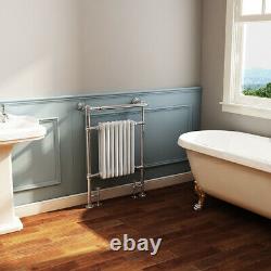 Traditional Bathroom Heated Towel Rail Column Radiator White & Chrome 940x659mm