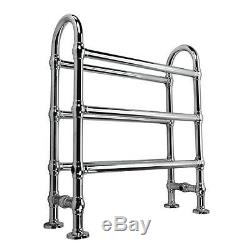 Traditional Chrome Free Standing Bathroom Towel Rail Central Heating 683x778mm