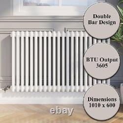 Traditional Colosseum Horizontal Double Bar Column Radiator 600x1010mm White