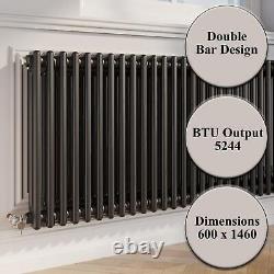 Traditional Colosseum Horizontal Double Bar Column Radiator 600x1460mm Black