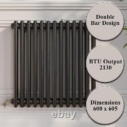 Traditional Colosseum Horizontal Double Bar Column Radiator 600x605mm Black