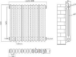 Traditional Colosseum Horizontal Double Bar Column Radiator 600x605mm Black