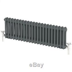 Traditional Colosseum Horizontal Double Bar Radiator 300 x 1000mm Anthracite