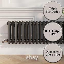 Traditional Colosseum Horizontal Triple Bar Column Radiator 300x1190mm Black