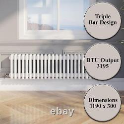 Traditional Colosseum Horizontal Triple Bar Column Radiator 300x1190mm White