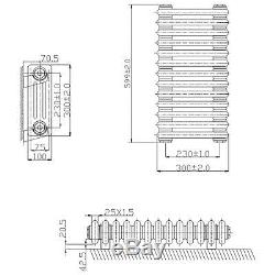 Traditional White Horizontal Designer 3 Column Radiator 300x608 Central Heating