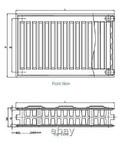 Type 22 H600 x W1400mm Compact Double Convector Radiator D614K