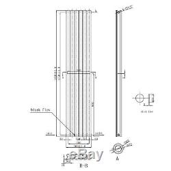 Utah Anthracite 1800x360 Vertical Double Oval Designer Radiator Central Heating