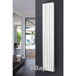 Vermont White 1800x360 Vertical Double Oval Designer Radiator Central Heating