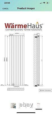 Vertical Column Designer Radiator Oval Flat Panel Double White 1600x473mm Used