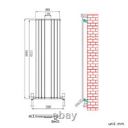 Vertical Designer Mirror Anthracite Radiator Oval Column Panel Tall Rad 1800x500