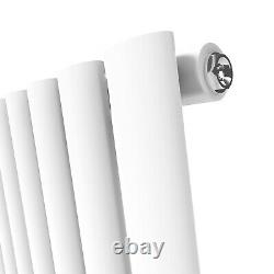 Vertical Designer Mirror Radiator 1800 x 500mm White Oval Column Single Heating