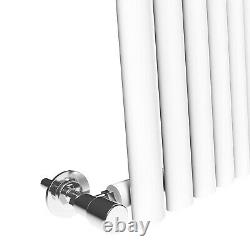 Vertical Designer Mirror Radiator 1800 x 500mm White Oval Column Single Heating
