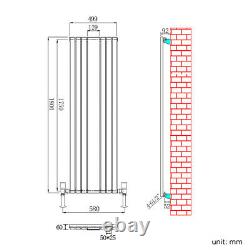 Vertical Designer Mirror White Radiator Oval Column Panel Tall Rads 1800x500mm