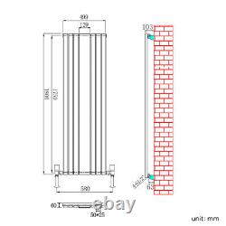 Vertical Designer Mirror White Radiator Oval Column Tall Upright Rads 1800 x 500