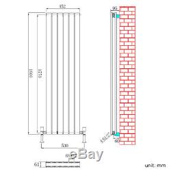 Vertical Designer Radiator Column Tall Upright Central Heating 1800x452mm White
