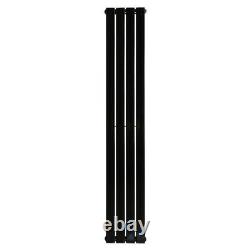 Vertical Designer Radiator Flat Panel Modern Heating Single Black 1600 x 274mm