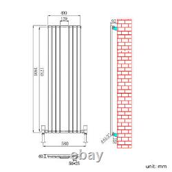 Vertical Designer Radiator Mirror Anthracite Single Oval Column Panel 1800x500mm
