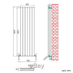 Vertical Designer Radiators Flat Column Double Panel 1600x452mm Central Heating