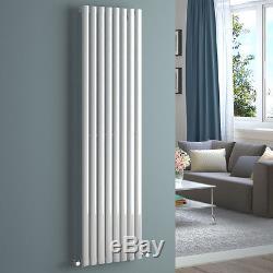 Vertical Designer White Oval Column Central Heating Panel Tall Bathroom Radiator