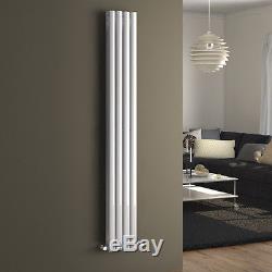 Vertical Designer White Oval Column Central Heating Panel Tall Bathroom Radiator