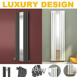Vertical Modern Mirror Radiator Oval Column Panel 1800x499mm Anthracite 2 Colors