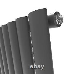 Vertical Modern Mirror Radiator Oval Column Panel 1800x499mm Anthracite 2 Colors